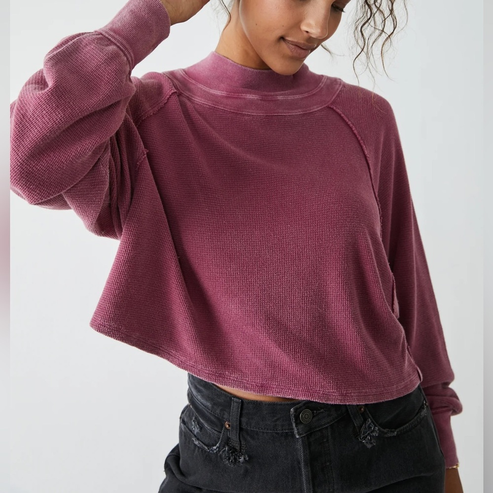 🆕FREE PEOPLE Dreamy Mulberry Fun Times Turtleneck - Picture 2 of 15